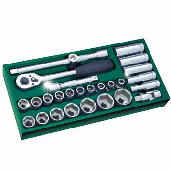 1/2" Bộ khay đầu tuýp 27 chi tiết Sata 09903 12 1 2 bo khay dau tuyp 27 chi tiet sata 09903