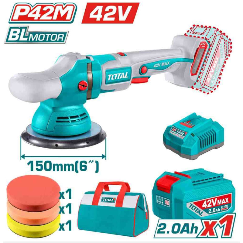 150mm Máy đánh bóng dùng pin 42V Total TAPLI42151 (1 Pin 2.0Ah, 1 Sạc)