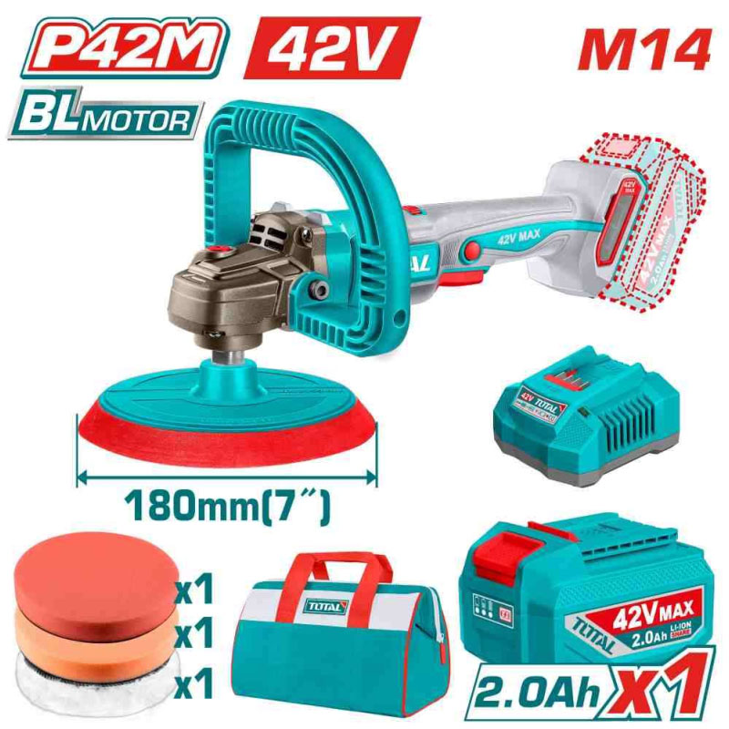 180mm Máy đánh bóng dùng pin 42V Total TAPLI42181 (1 Pin 2.0Ah, 1 Sạc)