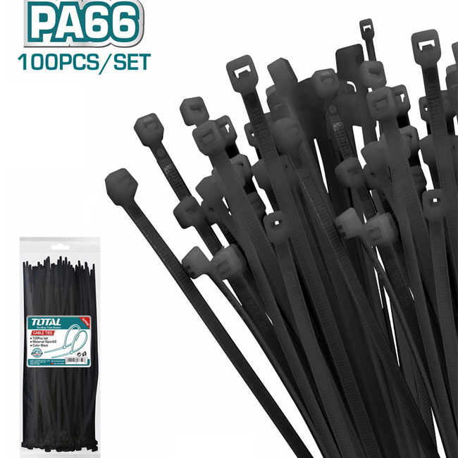 Bộ 100 dây rút nhựa đen Total THTCTB15025 150x2.5mm