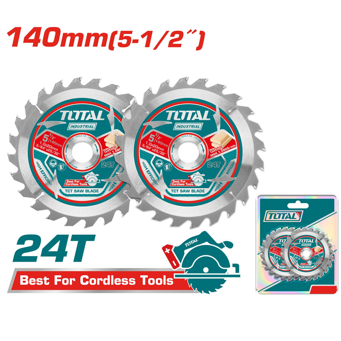Bộ 2 lưỡi cưa TCT siêu mỏng 140mm Total TAC2331403