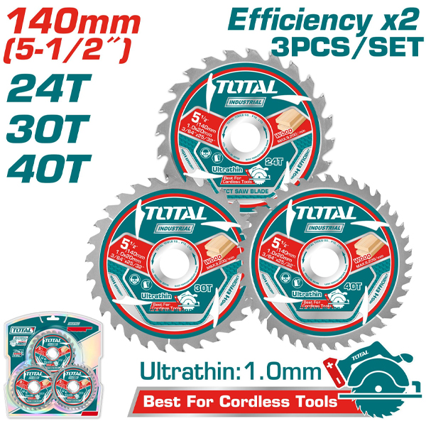 Bộ 3 lưỡi cưa gỗ TCT 140mm Total TAC236140 3 bo 3 luoi cua go tct 140mm total tac236140 1749607244