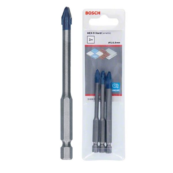 Bộ 3 mũi khoan gạch cứng Hex-9 (5/6/8) Bosch 2608900595