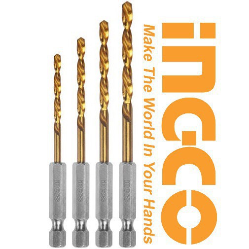 Bộ 4 mũi khoan kim loại HSS Ingco AKD1401