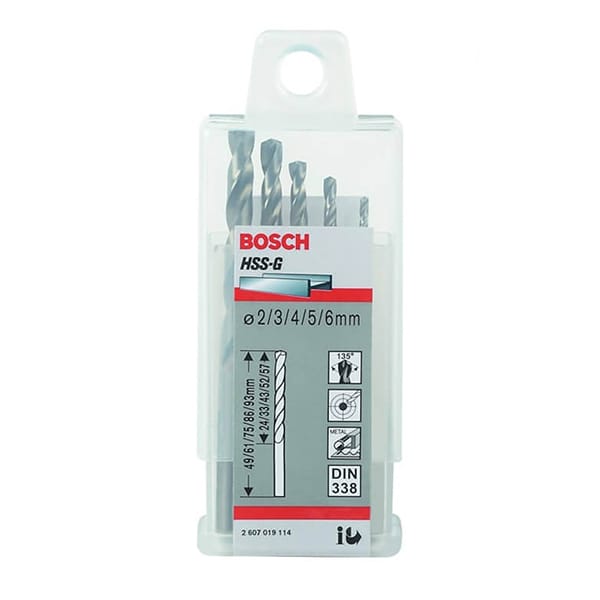 Bộ 5 mũi khoan sắt HSS-G Bosch 2607019114
