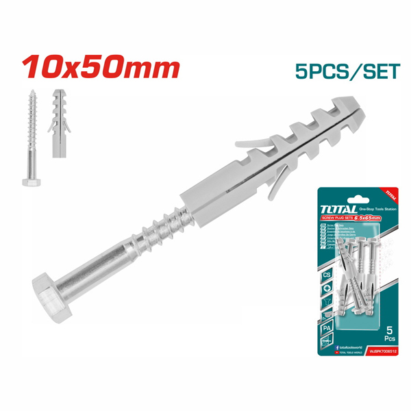 Bộ 5 tắc kê và vít lục giác ST6.5x65mm Total WJSPK7006512 3 bo 5 tac ke va vit luc giac st65x65mm total wjspk7006512 1749797233