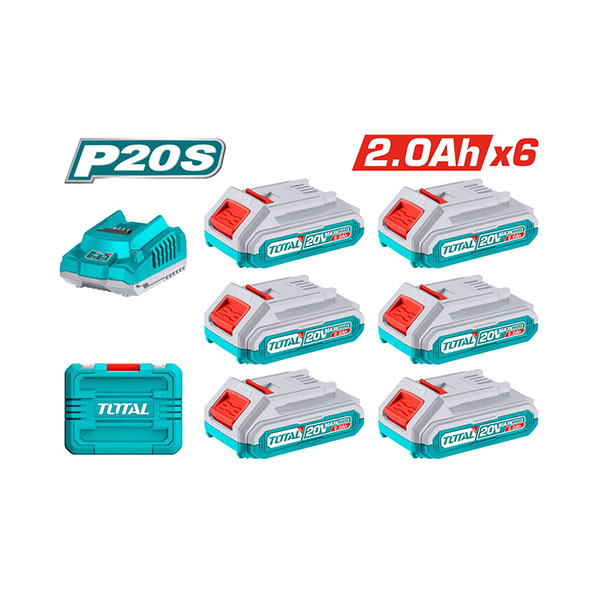 Bộ 6 Pin 20V 2.0Ah Và Sạc Total TFBCLI20611
