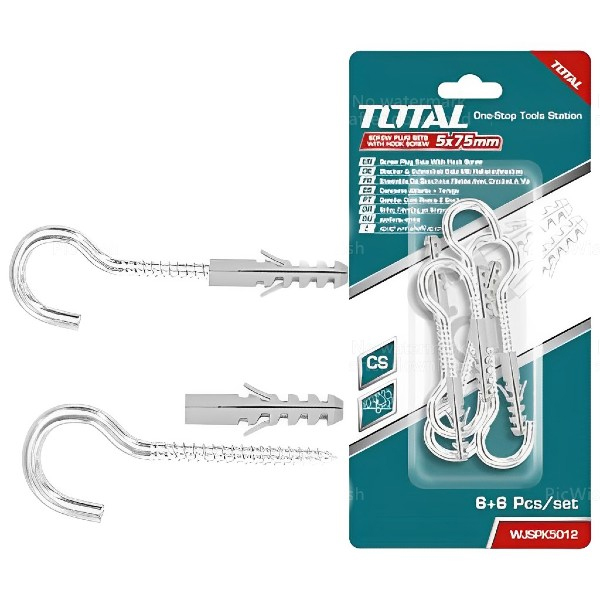 Bộ 6 tắc kê và vít móc 5.0x75mm Total WJSPK5012 3 bo 6 tac ke va vit moc 50x75mm total wjspk5012 1749797252