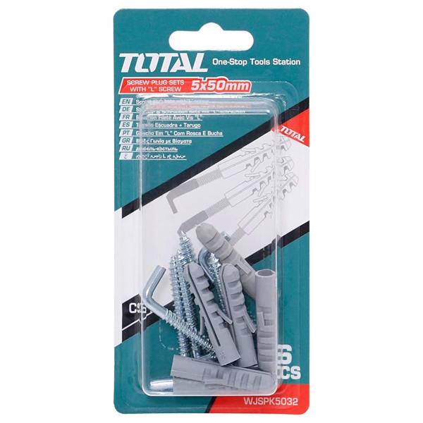Bộ 6 tắc kê và vít móc chữ L 5.0x50mm Total WJSPK5032 3 bo 6 tac ke va vit moc chu l 50x50mm total wjspk5032 1749797460