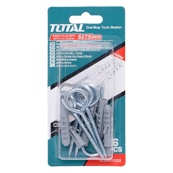 Bộ 6 tắc kê và vít móc tròn 5.0x75mm Total WJSPK5022 3 bo 6 tac ke va vit moc tron 50x75mm total wjspk5022 1749797401