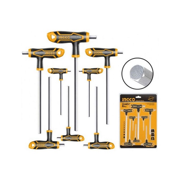 Bộ 8 chìa lục giác tay cầm chữ T Ingco HHKT8082