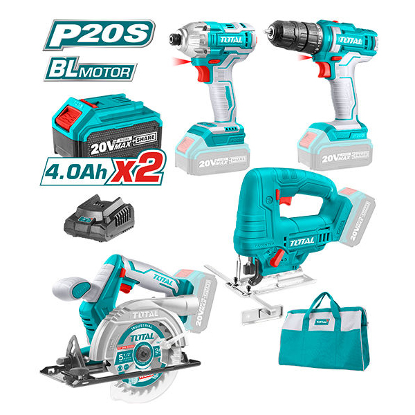 Bộ combo 4 máy gồm máy cưa đĩa, máy cưa lọng, máy khoan pin, máy vặn vít dùng pin Total TCKLI20104 2 bo combo 4 may gom may cua dia may cua long may khoan pin may van vit dung pin total tckli20104 1692151281