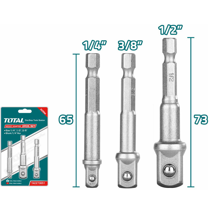 Bộ đầu chuyển tuýp Total TAC273651 1/4" 3 bo dau chuyen tuyp total tac273651 1 4 1719803026