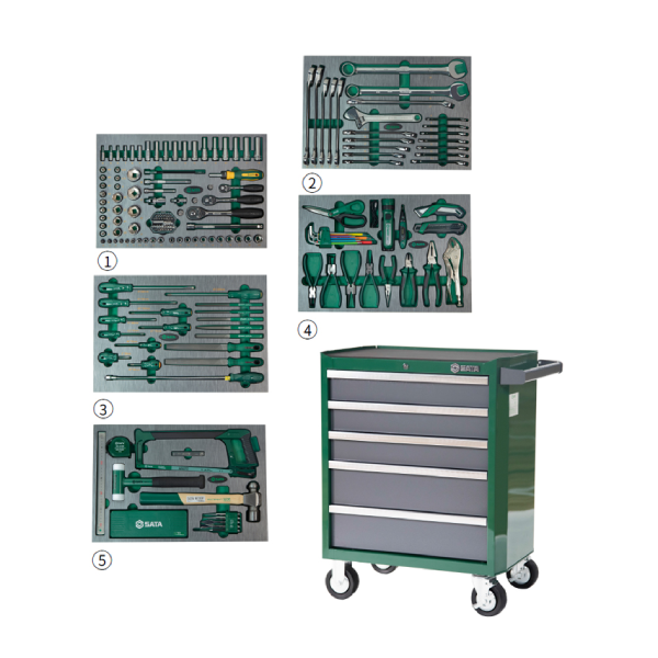 Bộ dụng cụ kèm xe đẩy 1 bộ 176 cái SATA 09951