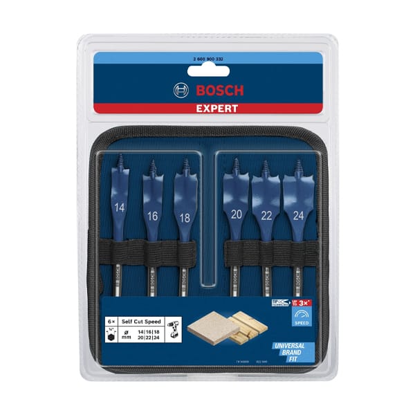 Bộ khoan gỗ đuôi cá Bosch 2608900332 (14/16/18/20/22/24mm)