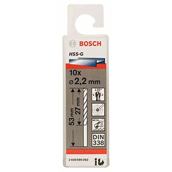 Bộ khoan sắt 10 mũi 2.2mm HSS-G Bosch 2608595052