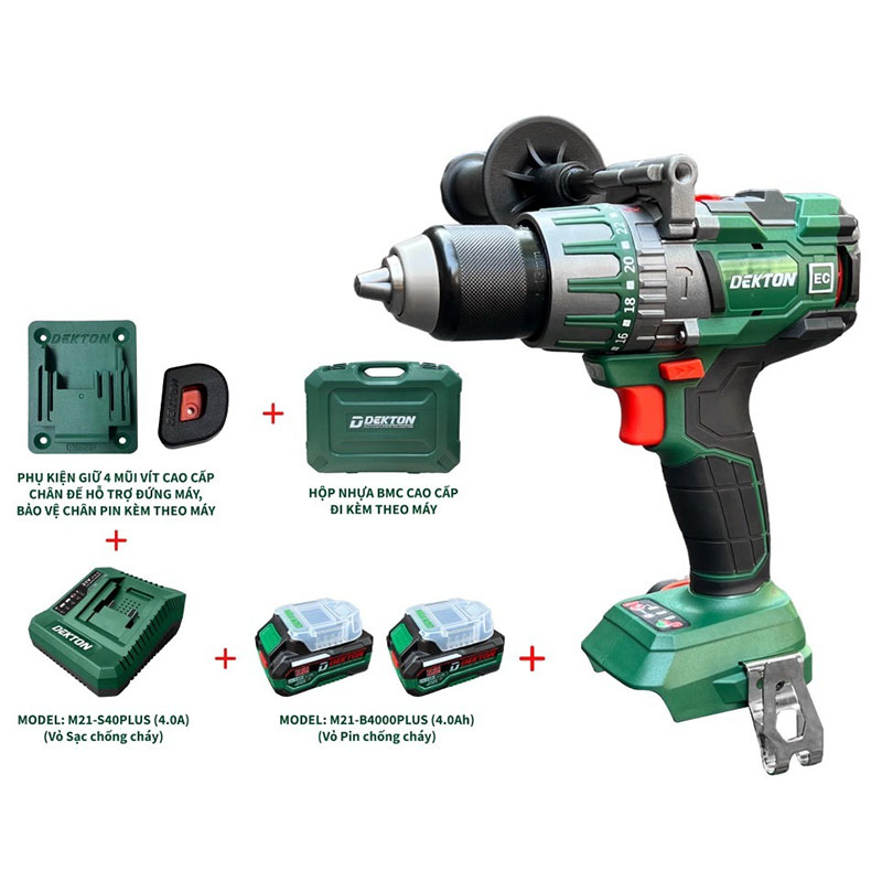 Bộ máy khoan động lực dùng pin 21V Dekton M21-ID13120JCB 2 bo may khoan dong luc dung pin 21v dekton m21 id13120plus full 1708401067