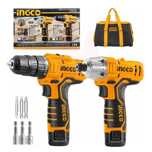 Bộ máy khoan pin và vặn vít dùng pin 12V Ingco CKLI1201
