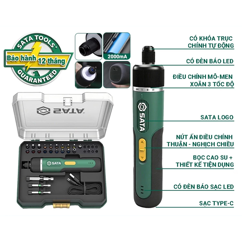 Bộ máy vặn vít dùng pin Sata 151051 (32 chi tiết)