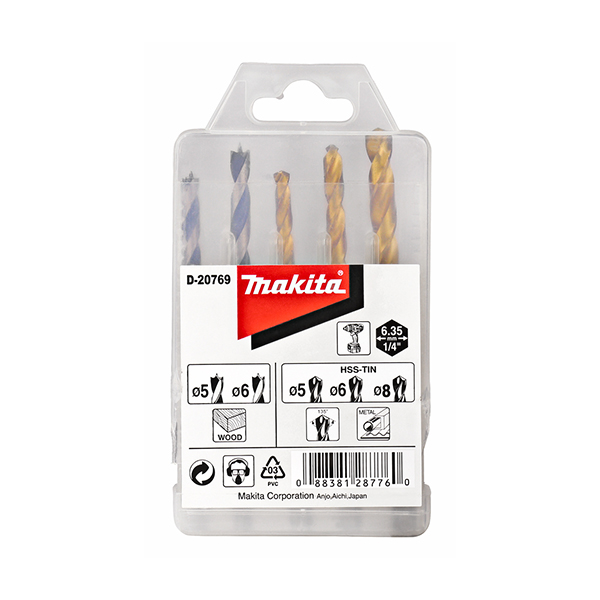 Bộ mũi khoan chuôi lục giác 1/4'' 5 cái/hộp Makita D-20769