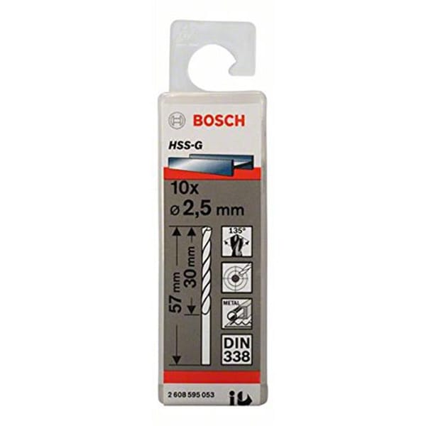 Bộ mũi khoan sắt 10 mũi 2.5mm HSS-G Bosch 2608595053