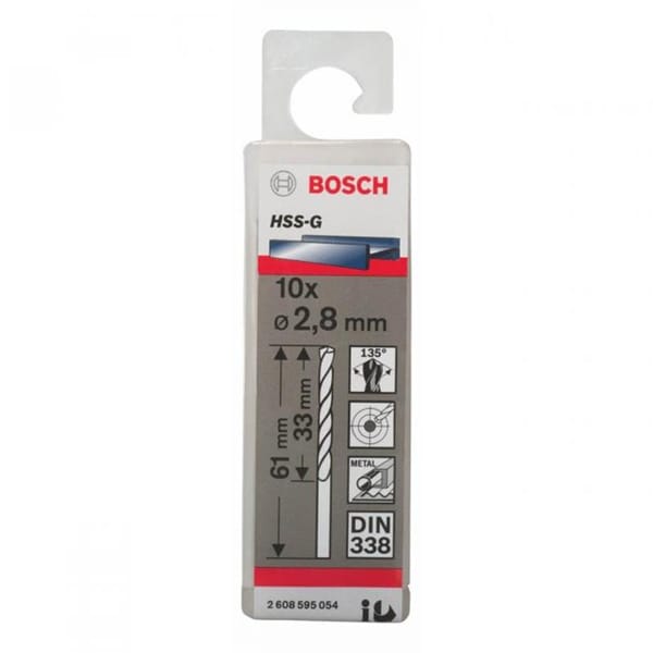Bộ mũi khoan sắt 10 mũi 2.8mm HSS-G Bosch 2608595054