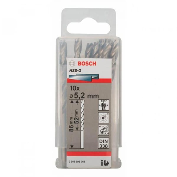 Bộ mũi khoan sắt 10 mũi 5.2mm HSS-G Bosch 2608595063