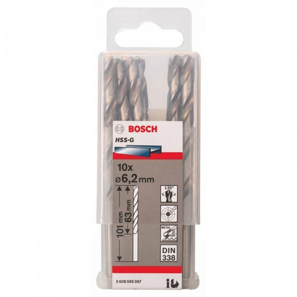 Bộ mũi khoan sắt 10 mũi 5.8mm HSS-G Bosch 2608595065