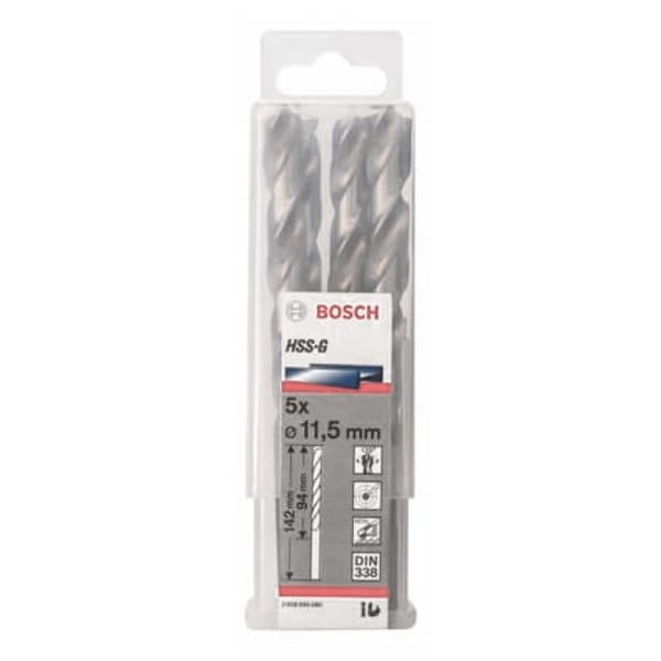 Bộ mũi khoan sắt 5 mũi 11.5mm HSS-G Bosch 2608595080