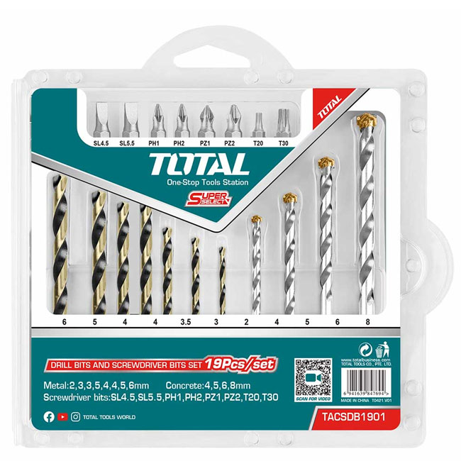 Bộ mũi khoan và mũi vặn vít đa năng 19 chi tiết Total TACSDB1901 2 bo mui khoan va mui van vit da nang 19 chi tiet total tacsdb1901 1717815550