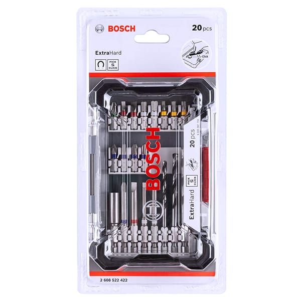 Bộ mũi khoan & vặn vít Pick&Click 20 món Bosch 2608522422
