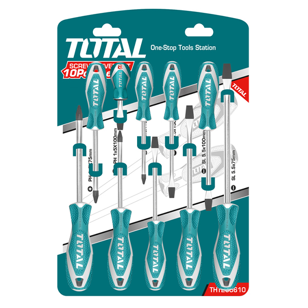 Bộ tuốc nơ vít dẹp và bake 10 chi tiết Total THT250610 2 bo tuoc no vit dep va bake 10 chi tiet total tht250610 1668754691