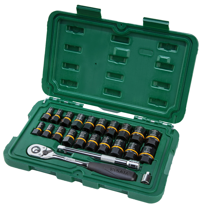 Bộ tuýp 23 chi tiết 1/4 và 3/8 inch SATA 09138 4 Bộ tuýp 23 chi tiết 1/4 và 3/8 inch SATA 09138 - Ảnh 4