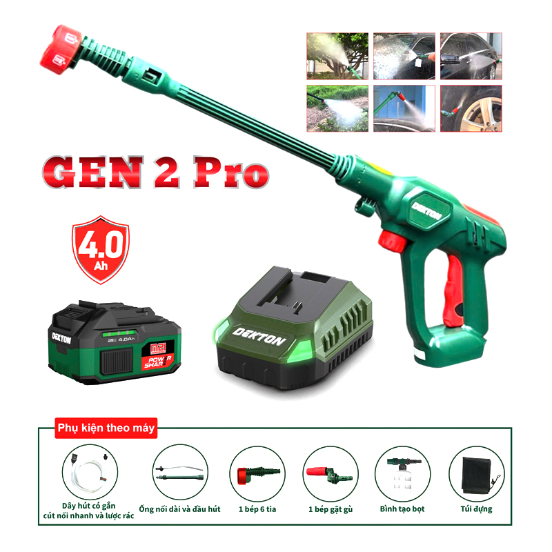 Combo Máy xịt rửa xe dùng pin Dekton M21-SRX775CP