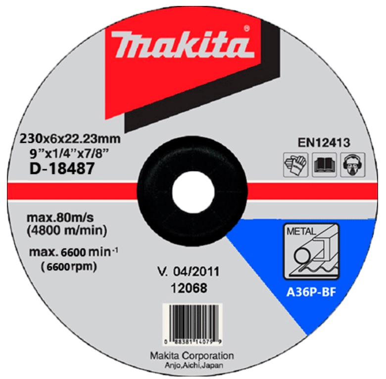 Đá mài A24R cho kim loại (230 X 6 X 22.23mm) Makita D-18487
