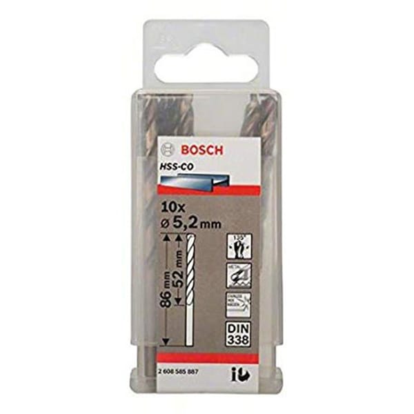 Hộp 10 mũi khoan sắt và inox 5.2mm HSS-Co Bosch 2608585887