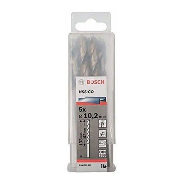 Hộp 5 mũi khoan sắt và inox 10.2mm HSS-Co Bosch 2608585899