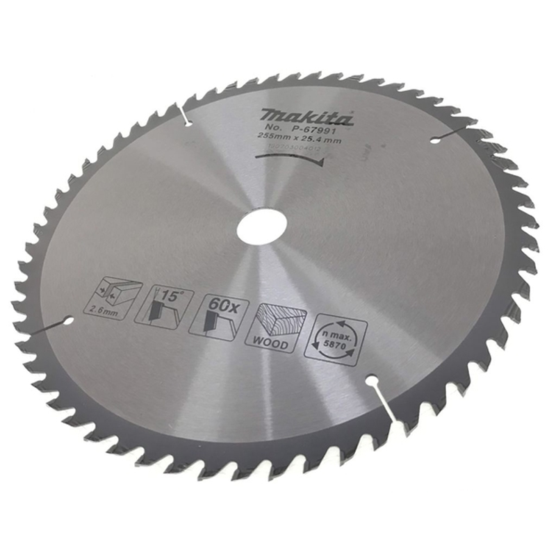Lưỡi cắt gỗ Makita P-67991 255mm x 25.4mm 3 Lưỡi cắt gỗ Makita P-67991 255mm x 25.4mm - Ảnh 3