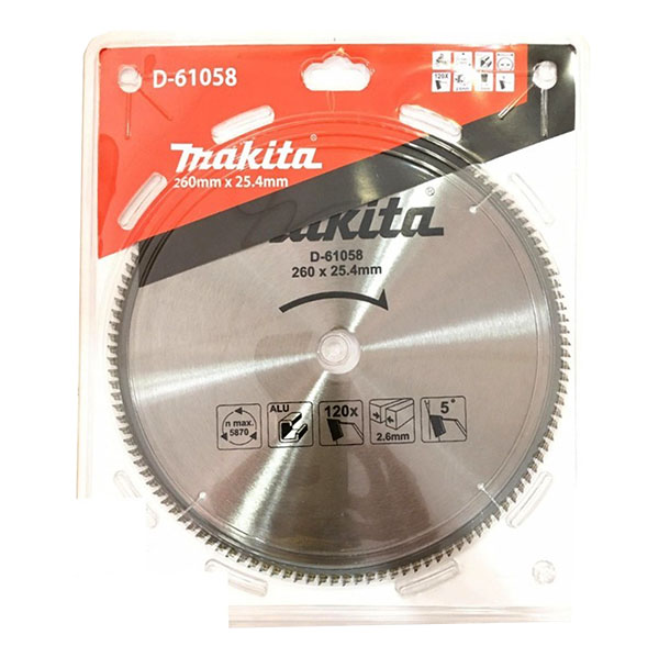 Lưỡi cưa hợp kim dùng cho nhôm 260X25.4X120T Makita D-61058 2 luoi cua hop kim dung cho nhom 260x254x120t makita d 61058 1656483898