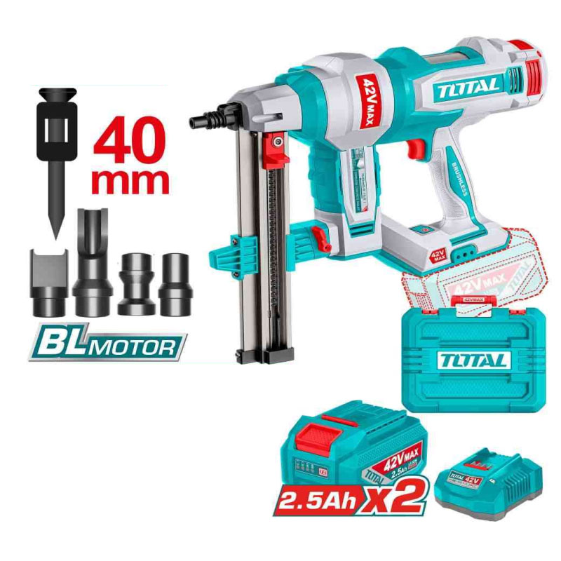 Máy bắn đinh dùng pin 42V Total TCNLI420602 (2 Pin 2.5Ah, 1 Sạc)