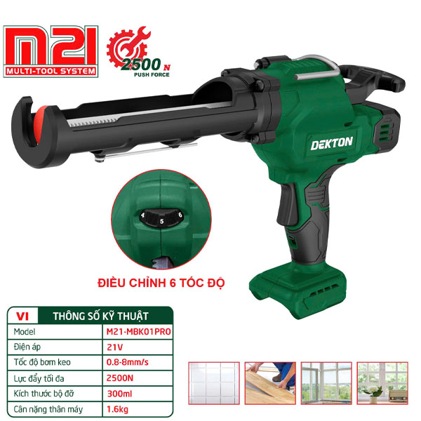 Máy bắn keo dùng pin 21V Dekton M21-MBK01PRO (Chưa Pin & Sạc)