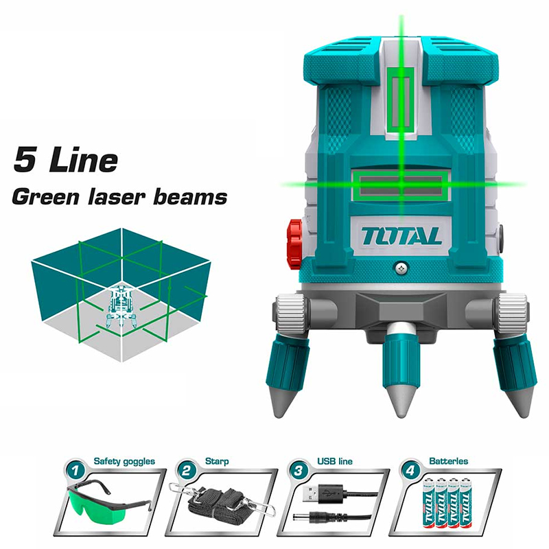 Máy cân mực laser 5 tia xanh Total TLL305205