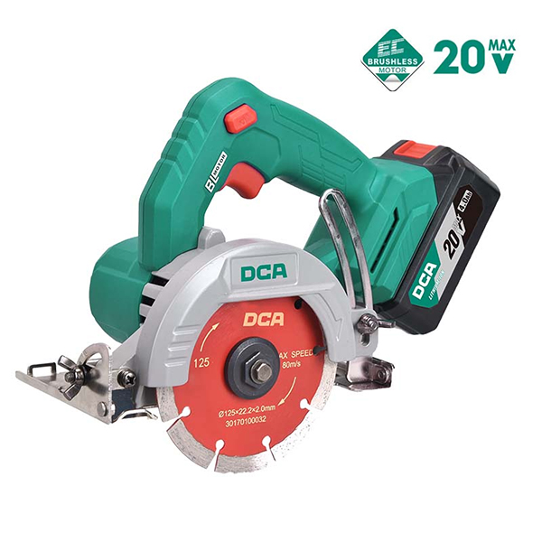 Máy cắt gạch dùng pin 20V DCA ADZE125DM (1 Pin 4.0Ah & Sạc)