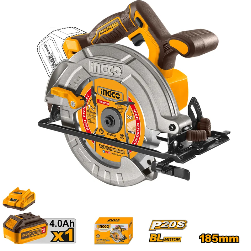 Máy cưa đĩa tròn 185mm dùng pin 20V Ingco CSLI18511 (1 Pin 4.0Ah & Sạc) 2 may cua dia tron 185mm dung pin 20v ingco csli18511 1 pin 40ah sac 1730088560