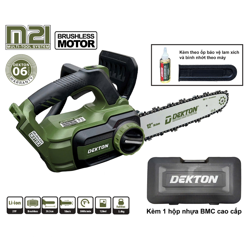 Máy cưa xích dùng pin 21V Dekton M21-CX12XPRO (Chưa pin & sạc) 3 may cua xich dung pin 21v dekton m21 cx12xpro chua pin sac 1755136519