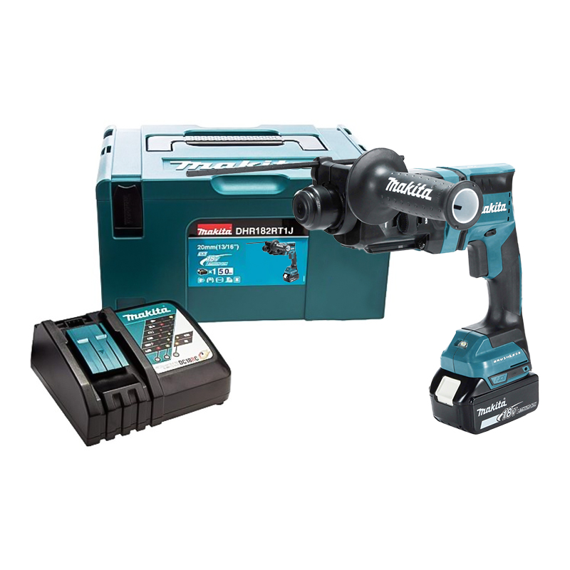 Máy khoan bê tông dùng pin 18V Makita DHR182RT1J (1 Pin 5.0Ah, Sạc nhanh) 2 may khoan be tong dung pin 18v makita dhr182rt1j 1 pin 50ah sac nhanh 1759895120