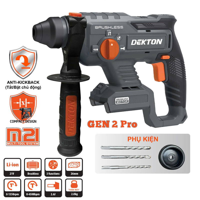 Alternative view of Máy khoan bê tông pin 21V Dekton M21-RH2603CP ( Chưa Pin & Sạc )