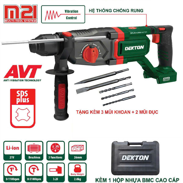 Máy khoan búa 3 chức năng 21V Dekton M21-RH2603B (Chưa Pin & Sạc)