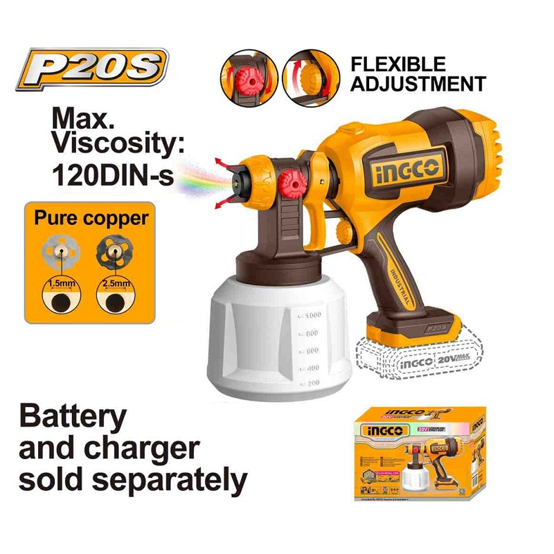 Máy phun sơn dùng pin Lithium 20V Ingco CSGLI2004 (không kèm pin & sạc)