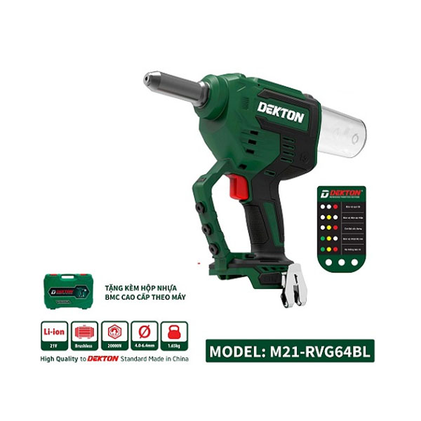 Máy rút rive dùng pin 21v Dekton M21-RVG64BL (Chưa Pin & Sạc) 2 may rut rive dung pin 21v dekton m21 rvg64bl chua pin sac 1701748844